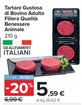 Tartare Gustosa di Bovino Adulto Filiera Qualità Benessere Animale