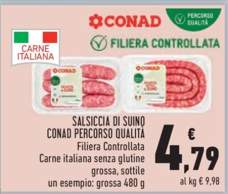 Salsiccia di Suino Conad Percorso Qualità
