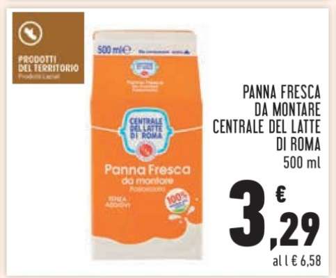 Panna Fresca da Montare Centrale del Latte di Roma