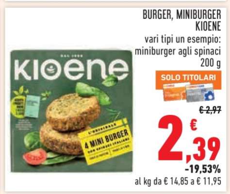 BURGER, MINIBURGER KIOENE