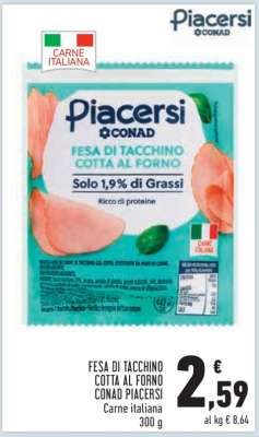 Fesa di Tacchino Cotta al Forno Conad Piacersi