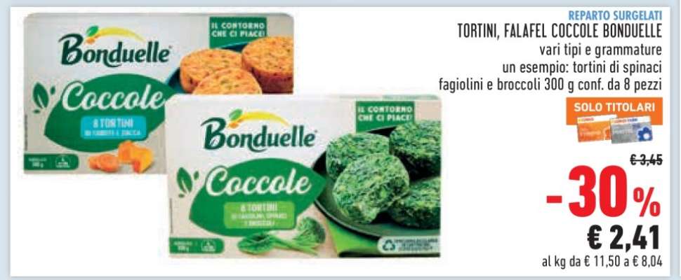TORTINI, FALAFEL COCCOLE BONDUELLE