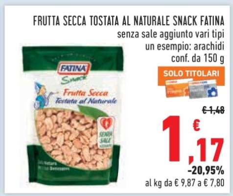 FRUTTA SECCA TOSTATA AL NATURALE SNACK FATINA