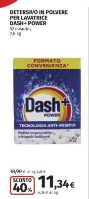 DETERSIVO IN POLVERE PER LAVATRICE DASH+ POWER