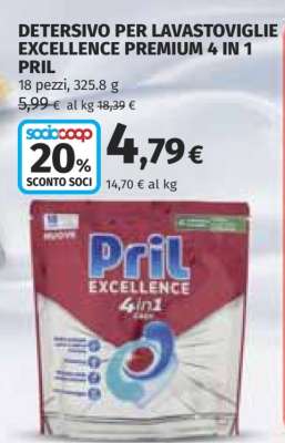 DETERSIVO PER LAVASTOVIGLIE EXCELLENCE PREMIUM 4 IN 1 PRIL