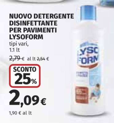 NUOVO DETERGENTE DISINFETTANTE PER PAVIMENTI LYSOFORM