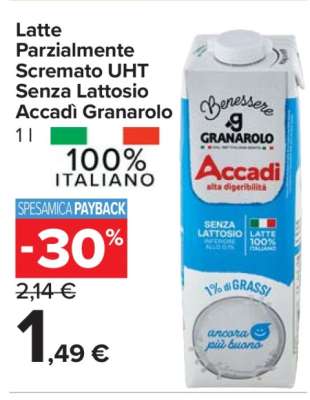 Latte Parzialmente Scremato UHT Senza Lattosio Accadì Granarolo