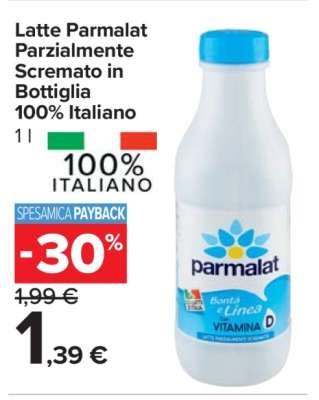 Latte Parmalat Parzialmente Scremato in Bottiglia 100% Italiano