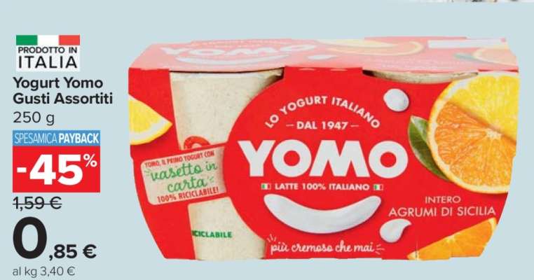 Yogurt YOMO gusti assortiti
