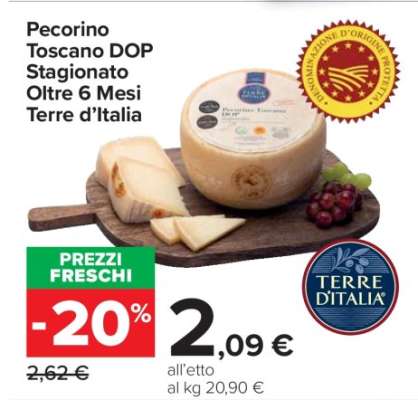 Pecorino Toscano DOP Stagionato Oltre 6 Mesi Terre d’Italia