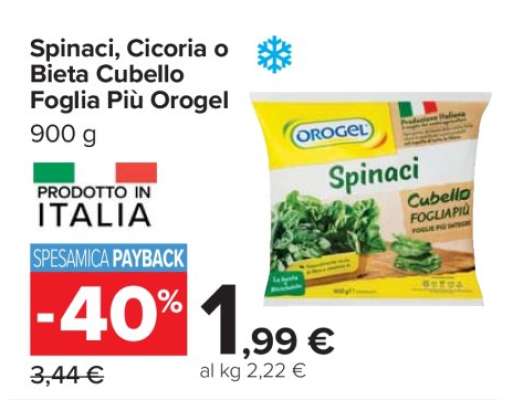 Spinaci, Cicoria o Bieta Cubello Foglia Più Orogel