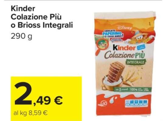 Kinder Colazione Più o Brioss Integrali