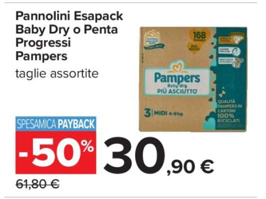 Pannolini Esapack Baby Dry o Penta Progressi Pampers