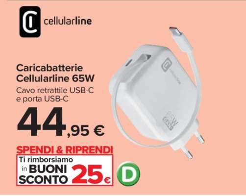 Caricabatterie Cellularline 65W