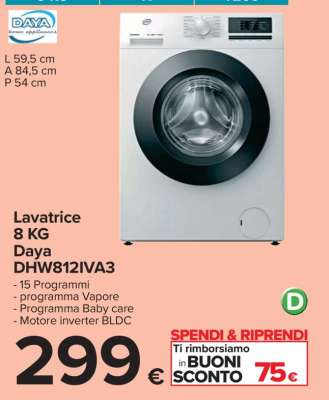 Lavatrice 8 KG Daya DHW812IVA3