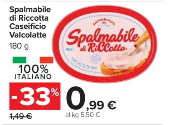 Spalmabile di Riccotta Caseificio Valcolatte