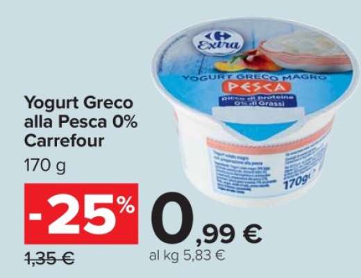 Yogurt Greco alla Pesca 0% Carrefour