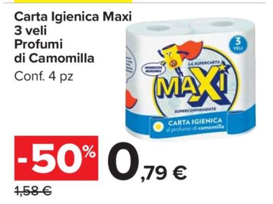 Carta Igienica Maxi 3 veli Profumi di Camomilla