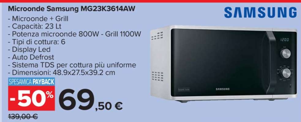Microonde Samsung MG23K3614AW