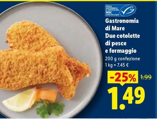 Gastronomia di Mare Due cotolette di pesce e formaggio