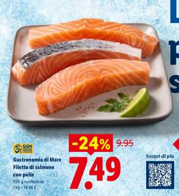 Gastronomia di Mare Filetto di salmone con pelle