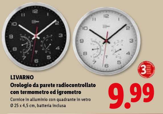 LIVARNO Orologio da parete radiocontrollato con termometro ed igrometro