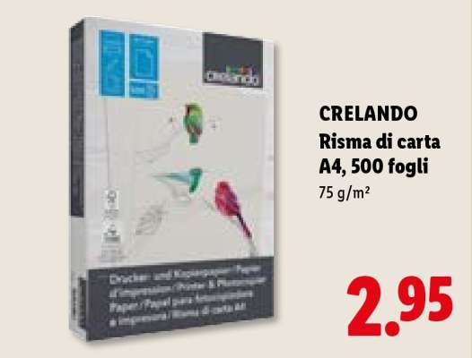 CRELANDO Risma di carta A4, 500 fogli