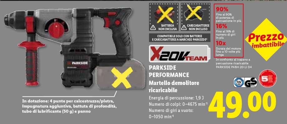 PARKSIDE PERFORMANCE Martello demolitore ricaricabile