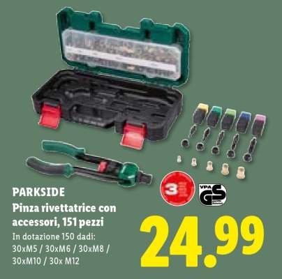 PARKSIDE Pinza rivettatrice con accessori, 151 pezzi