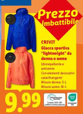 CRIVIT Giacca sportiva “lightweight” da donna o uomo