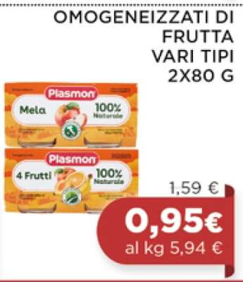 Omogeneizzati di frutta vari tipi 2x80 g