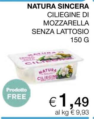 NATURA SINCERA CILIEGINE DI MOZZARELLA SENZA LATTOSIO