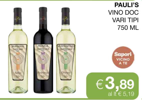 PAULI'S VINO DOC VARI TIPI 750 ML