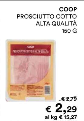 COOP PROSCIUTTO COTTO ALTA QUALITÀ 150 G