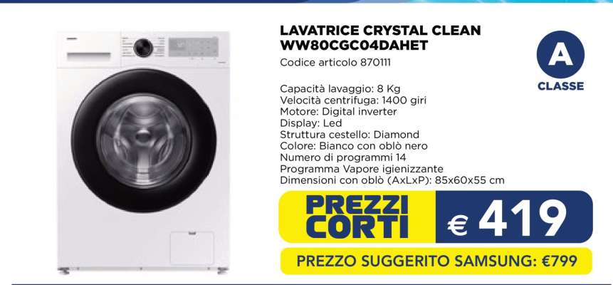 LAVATRICE CRYSTAL CLEAN WW80CGC04DAHET