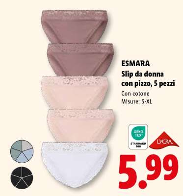 ESMARA Slip da donna con pizzo, 5 pezzi