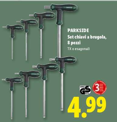 PARKSIDE Set chiavi a brugola, 8 pezzi