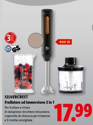 SILVERCREST Frullatore ad immersione 2 in 1