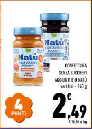 Confettura Senza Zuccheri Aggiunti Bio Natù