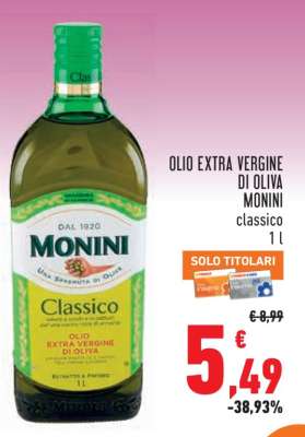 OLIO EXTRA VERGINE DI OLIVA MONINI classico 1 l