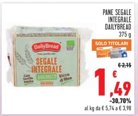 PANE SEGALE INTEGRALE DAILYBREAD 375 g