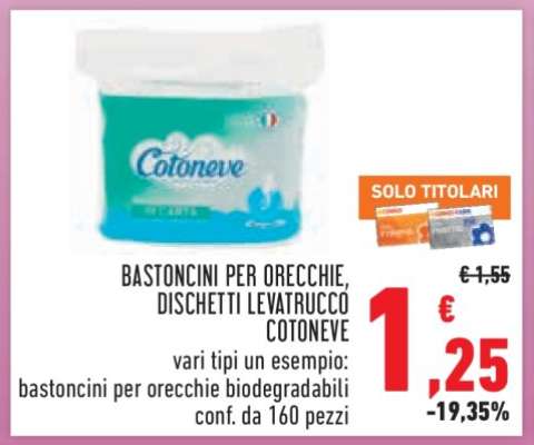 BASTONCINI PER ORECCHIE, DISCHETTI LEVATRUCCO COTONEVE