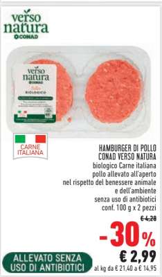 Hamburger di Pollo Conad Verso Natura