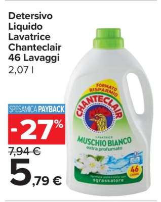 Detersivo Liquido Lavatrice Chanteclair 46 Lavaggi