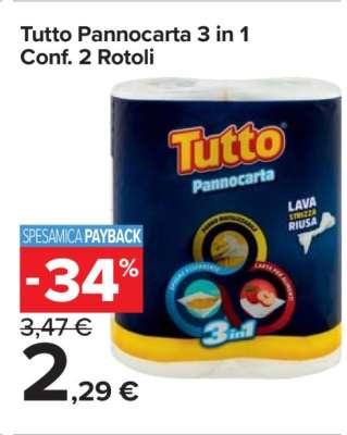Tutto Pannocarta 3 in 1 Conf. 2 Rotoli
