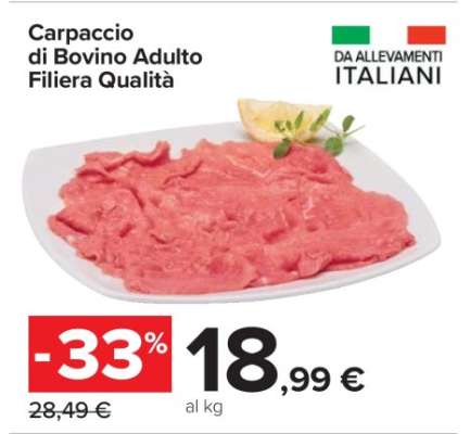 Carpaccio di Bovino Adulto Filiera Qualità