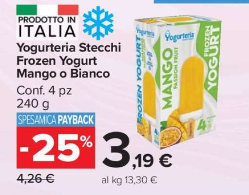 Yogurteria Stecchi Frozen Yogurt Mango o Bianco
