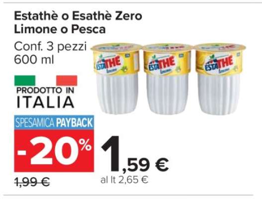 Estathè o Esathè Zero Limone o Pesca