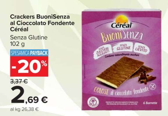 Crackers BuoniSenza al Cioccolato Fondente Céréal