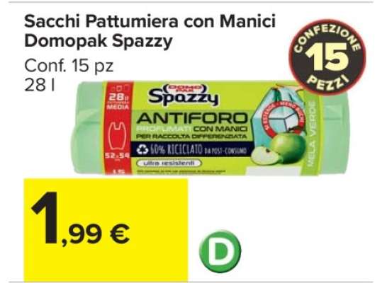 Sacchi Pattumiera con Manici Domopak Spazzy